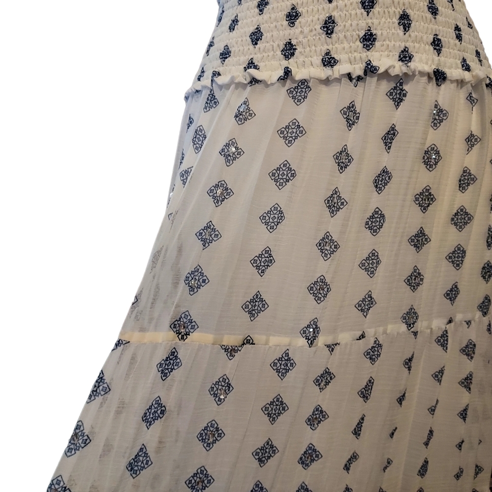 Westport 1962 2X Maxi Skirt Whote Blue Peasent Rhinestone Pullon. Dimens… - Picture 3 of 3